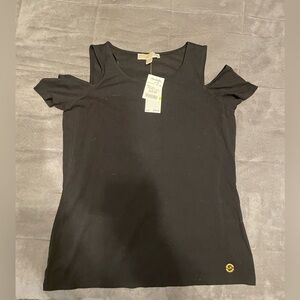 Michael Kors Black Cold Shoulder Tee